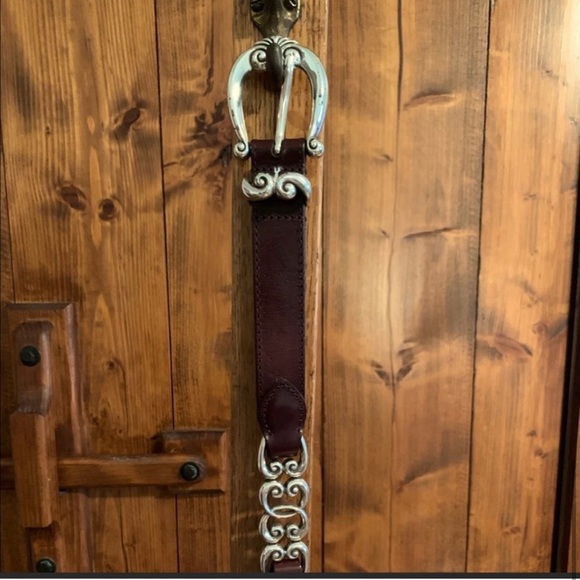 BRIGHTON BROWN LEATHER BRAIDED
WOMEN'S BELT SILVER-TONE EMBELLISHMENTS, SIZE 32 - Picture 4 of 7